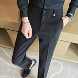 冬款毛呢西裤修身休闲裤磨毛保暖棕咖K8076-P65北辰风(98），男装休闲裤，电商A159