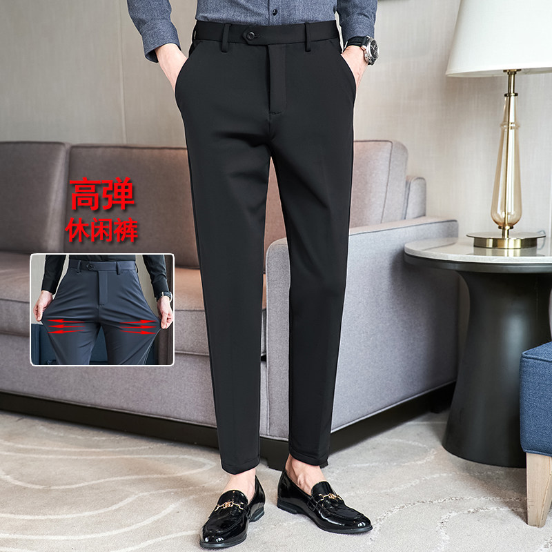 高弹修身西裤秋冬青年韩版西裤男休闲裤黑色K8030-P40特价,男装西裤,电商A159