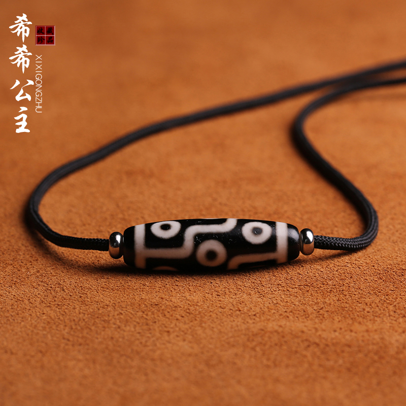 西藏玛瑙天珠吊坠三眼九眼天珠项链男女藏式挂件锁骨链高油真品