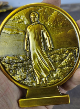 古玩收藏怀旧收藏黄铜色长衫拿伞毛桌面摆件客厅装饰摆件