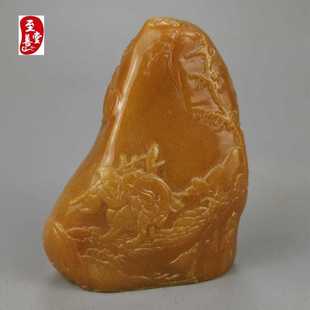 古玩收藏仿寿山石雕田黄石天伦之乐玉玺印章客厅装饰摆件