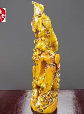 仿玉石寿山石田黄石仕女图客厅办公室玄关摆件家居装饰山水摆件