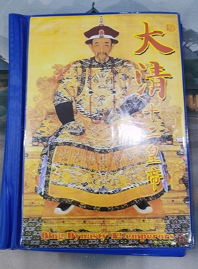 古玩收藏大清十二皇帝银元收藏册带铁质银元中英文介绍