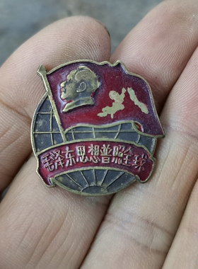 古玩收藏怀旧收藏彩绘黄铜像章普照全球客厅装饰摆件