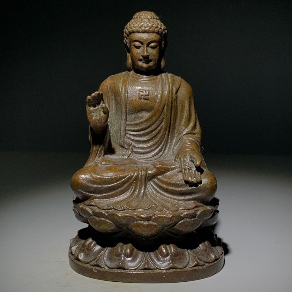 古玩收藏老包浆传大日如来释迦摩尼老佛像客厅装饰摆件