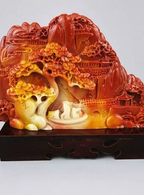 仿玉石寿山石雕仿独玉福在眼前余风水玄关摆件家居装饰玄关摆件