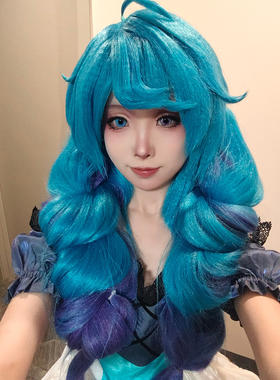 嗨coserLOL英雄联盟  灵罗娃娃格温cos假发4个马尾游戏大头皮119W