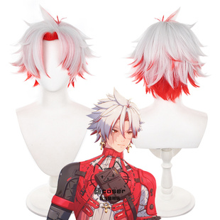 嗨coser 鸣潮 boss 伤痕 cosplay假发 红白双拼反翘短发