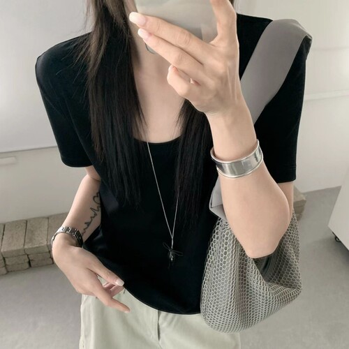 短袖韩版U领定制棉女
