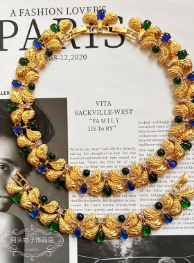 欧美中古风复古树叶链条项链手链