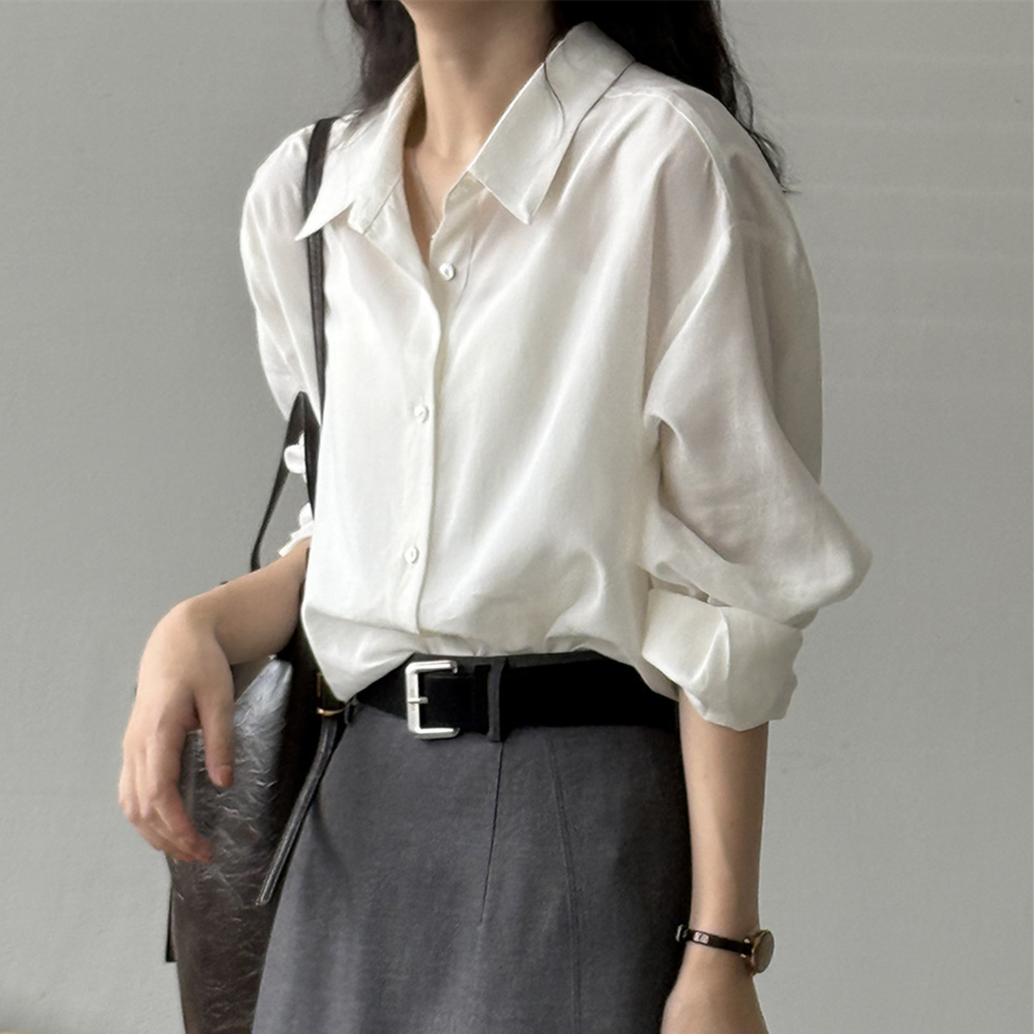 垂感气质天丝长袖衬衫女高级感