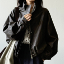 高级感休闲酷飒机车服外套 夹克皮衣女2025年秋季 美式 复古PU皮短款