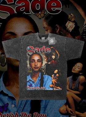 莎黛Sade Adu vintage tee数码印花嘻哈短袖男宽松纯棉人像T恤