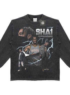 谢伊 亚历山大Shai Gilgeous-Alexander男女宽松纯棉人像长袖T恤