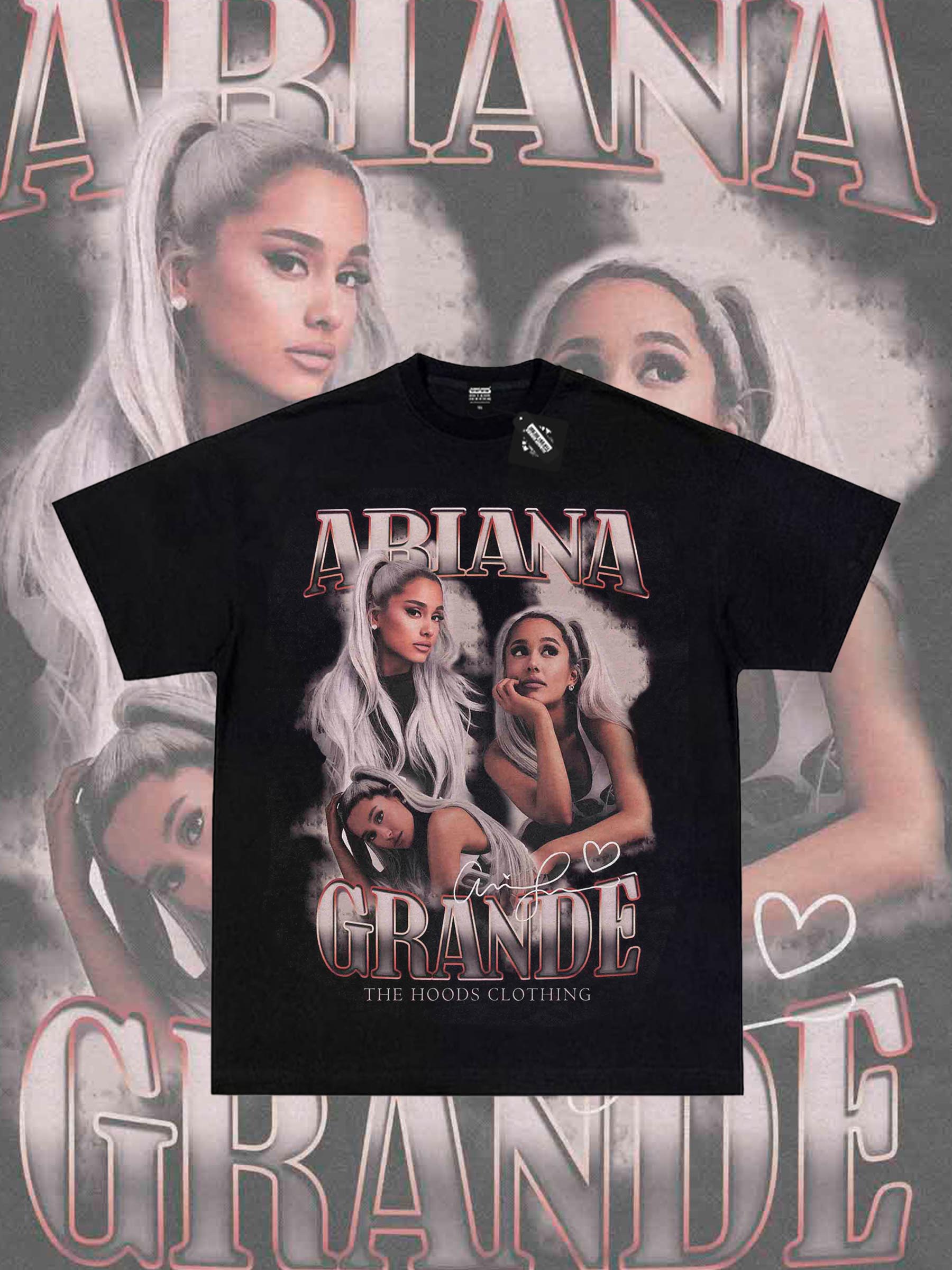 Ariana Grande vintage t A妹数码印花嘻哈短袖男宽松纯棉人像T恤