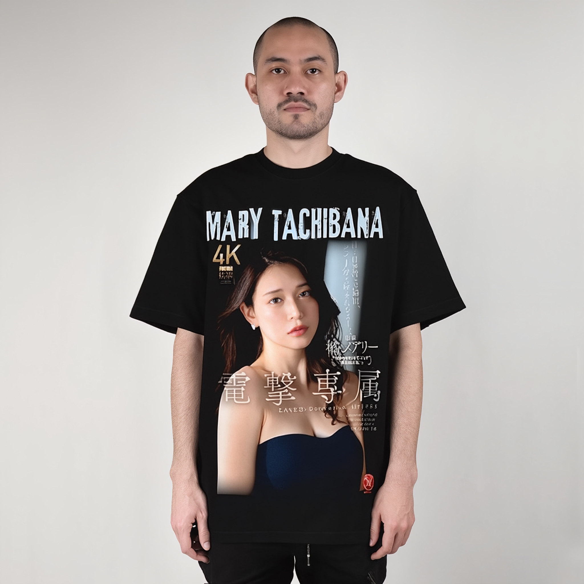 日本女明星橘 メアリMARY TACHIBANA复古重磅纯棉宽松短袖T恤