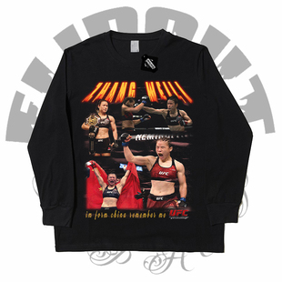 UFC综合格斗 张伟丽Zhang Weili MMA 摇滚嘻哈美式小领口长袖T恤