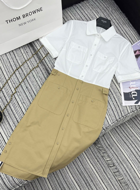 IIDOKI 2025早春新款女装卡其色短袖衬衫宽松休闲百搭上衣