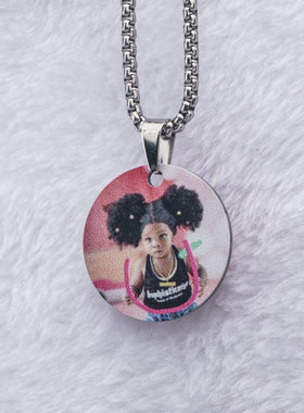 彩色硬币项链刻字定制