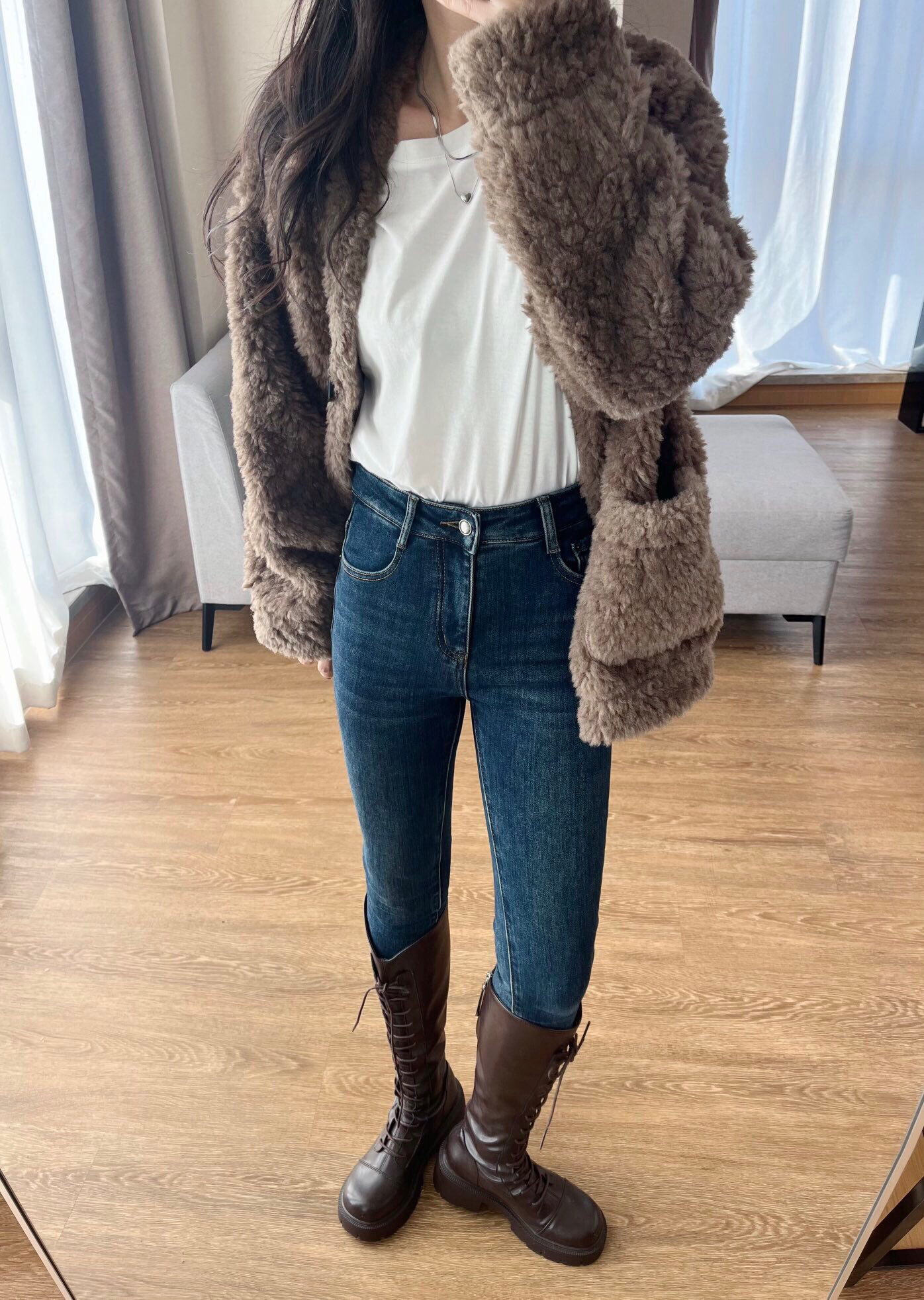 高腰牛仔裤女弹力紧身小脚裤2025年秋冬季加绒修身显瘦铅笔长裤子