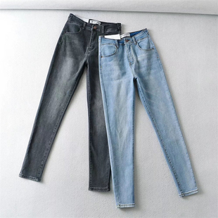 显瘦九分铅笔裤 修身 子 女2024秋冬新款 入店BI败复古高腰小脚牛仔裤
