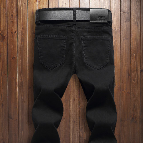 纯黑色男士青年牛仔裤