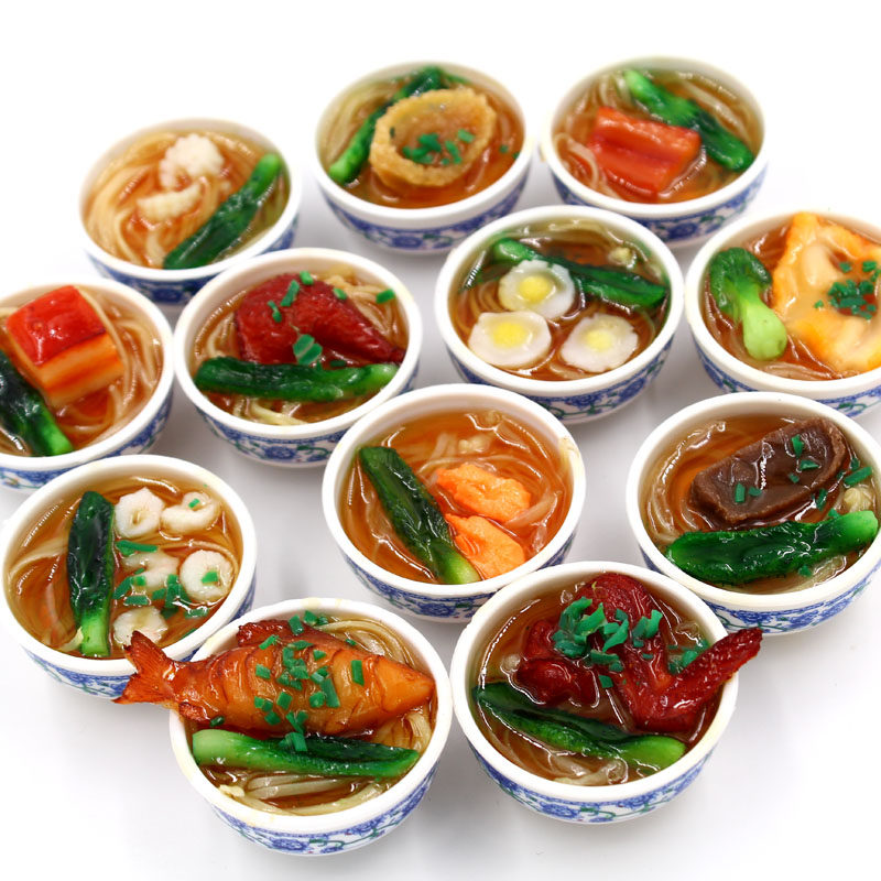 仿真食物美食假菜品模型迷你青花碗面食摆件过家家玩具幼早教教具