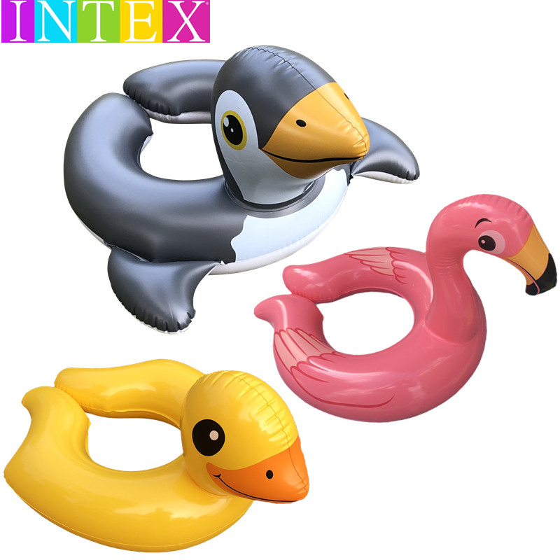可爱卡通儿童游泳圈企鹅小黄鸭火烈鸟男女宝宝充气救生圈动物浮圈