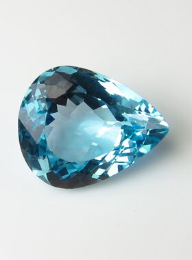 28.25克拉蓝色托帕石裸石天然蓝晶梨形21X18