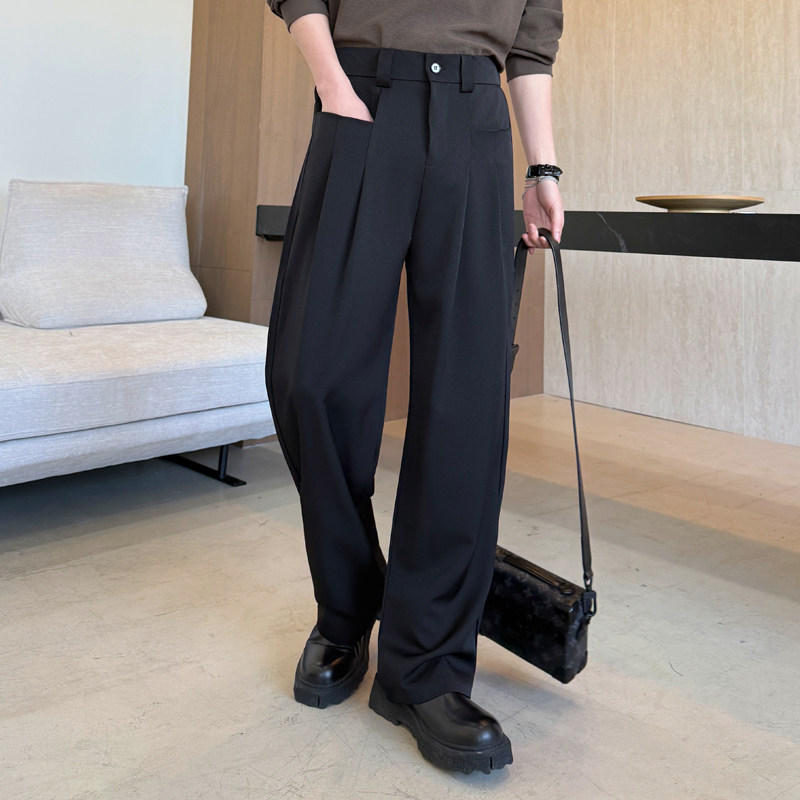 莱赛尔天丝阔腿宽松垂感男直筒休闲裤老钱风百搭长裤1311K8036P65，男装休闲裤，星座1311（原A202）