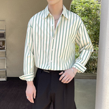 2025夏ins清新条纹衬衫男宽松长袖衬衣韩版痞帅上衣A202CS802P65，男装衬衫，星座1311（原A202）