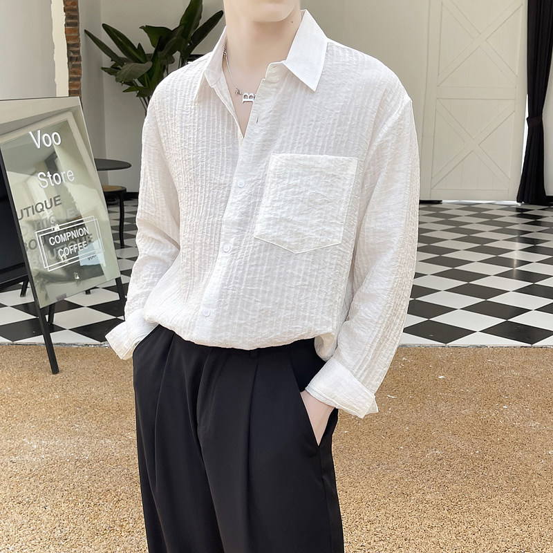 2025春夏新款轻熟男士防晒落肩宽松长袖衬衫A202CS9212P65，男装防晒衣，星座1311（原A202）