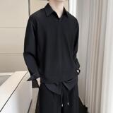 2025秋冬新款男拼接假两件套头长袖衬衫落肩宽松衬衣A202CS953P65，男装衬衫，星座1311（原A202）