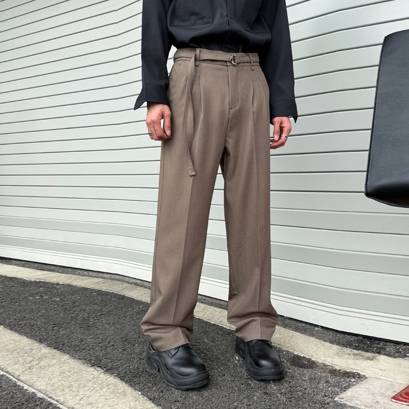 2025春夏新款男休闲裤腰带设计西裤宽松小直筒西装裤A202K2291P65,男装西服套装,星座1311（原A202）