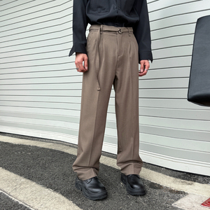 2025春夏新款男休闲裤腰带设计西裤宽松小直筒西装裤A202K2291P65图片
