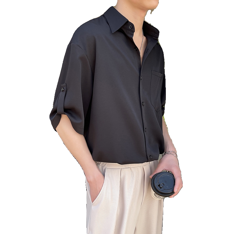 2025冰丝男士短袖衬衫宽松落肩衬衣抖音直播A202C012P55控78,男装衬衫,星座1311（原A202）