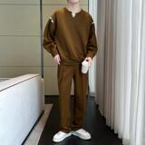 2025春季V领撞色拼接套头运动卫衣套装A202TZ320P140(WY320+K615，男装休闲套装，星座1311（原A202）