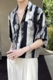 夏季新款男士风轻熟风印花短袖衬衫抖音A202CS6002P55，男装T恤，星座1311（原A202）