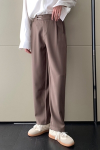 2025轻熟风宽松阔腿腰带装饰休闲长裤韩版潮流男裤潮A202K0030P65图片