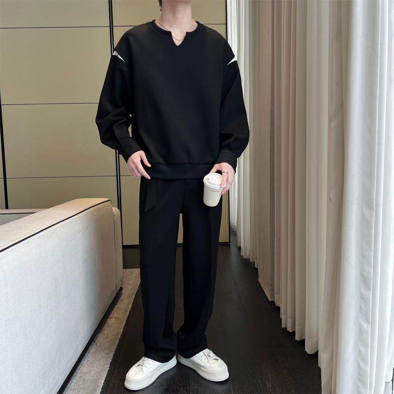 2025春季V领撞色拼接套头运动卫衣套装A202TZ320P140(WY320+K615,男装休闲套装,星座1311（原A202）