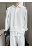 2025秋冬新款男拼接假两件套头长袖衬衫落肩宽松衬衣A202CS953P65，男装衬衫，星座1311（原A202）