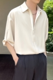 2025夏季新款男士隐形拉链高级感冰丝宽松短袖衬衫A202CS719P60，男装T恤，星座1311（原A202）