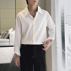 2025春夏男士新款肌理感禁欲系INS宽松落肩长袖衬衫A202CS8010P65图片