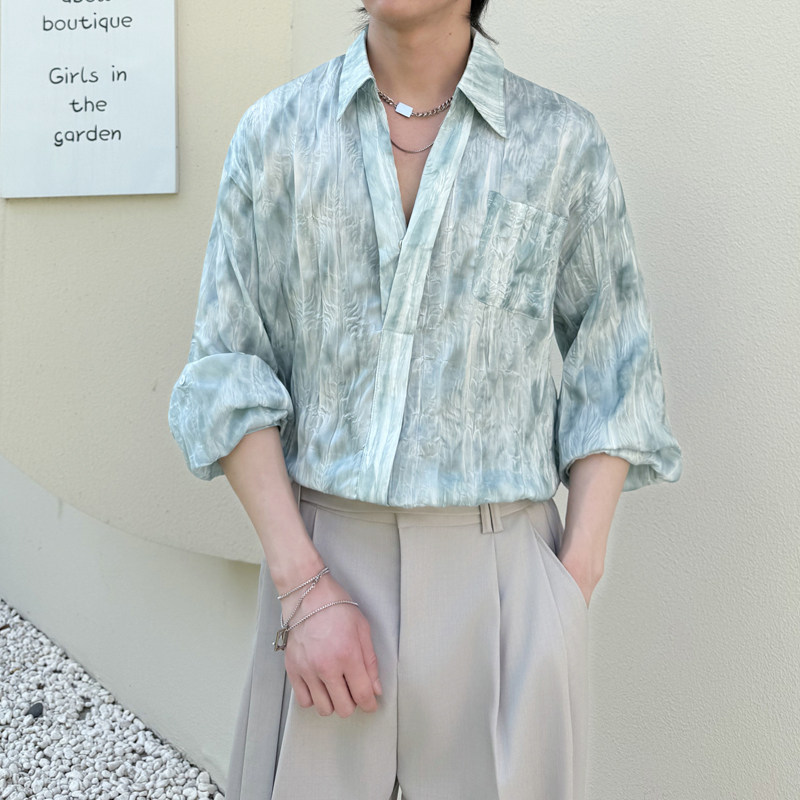 2025秋冬套头V领痞帅情侣装男女宽松落肩长袖衬衫潮1311CS2069P65,男装衬衫,星座1311（原A202）