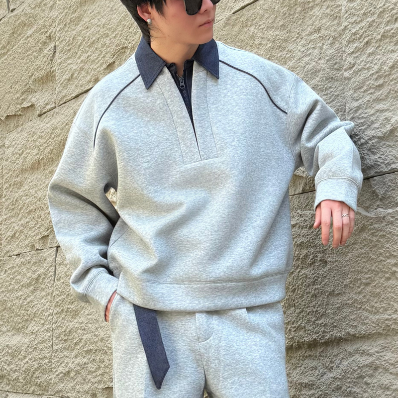 2025冬美式重磅500克高街翻领拼接卫衣宽松休闲套头1311WY1018P85，男装卫衣，星座1311（原A202）