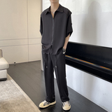 2025夏季新款高级感冰丝轻熟痞帅男短袖长裤套装A202TZ1558P125，男装T恤，星座1311（原A202）