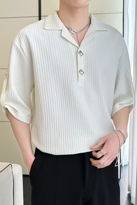 2025夏季新款风男士短袖冰丝POLO衫痞帅潮A202CS1029P50图片