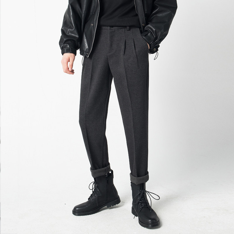 2025秋冬新款男士轻熟风英伦毛呢休闲裤轻奢西裤潮A202K619P60，男装西裤，星座1311（原A202）