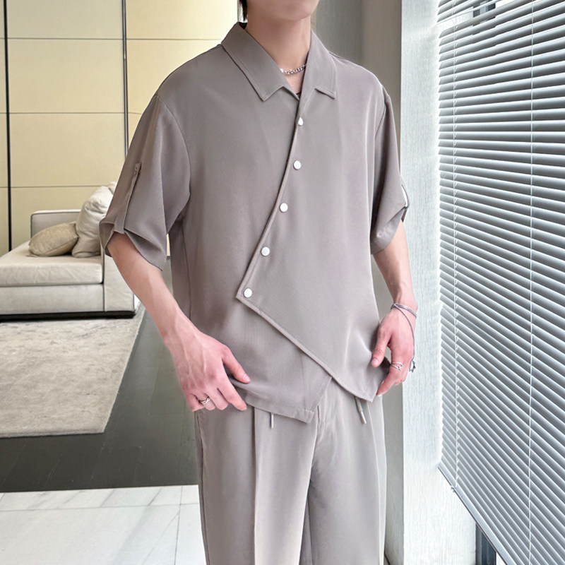 2025夏新款男士新中式休闲衬衫冰丝透气翻领宽松上衣A202CS519P60图片