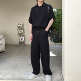 2026夏季男士冰丝短袖衬衫长裤套装宽松休闲两件套1311TZ3918P125，男装T恤，星座1311（原A202）